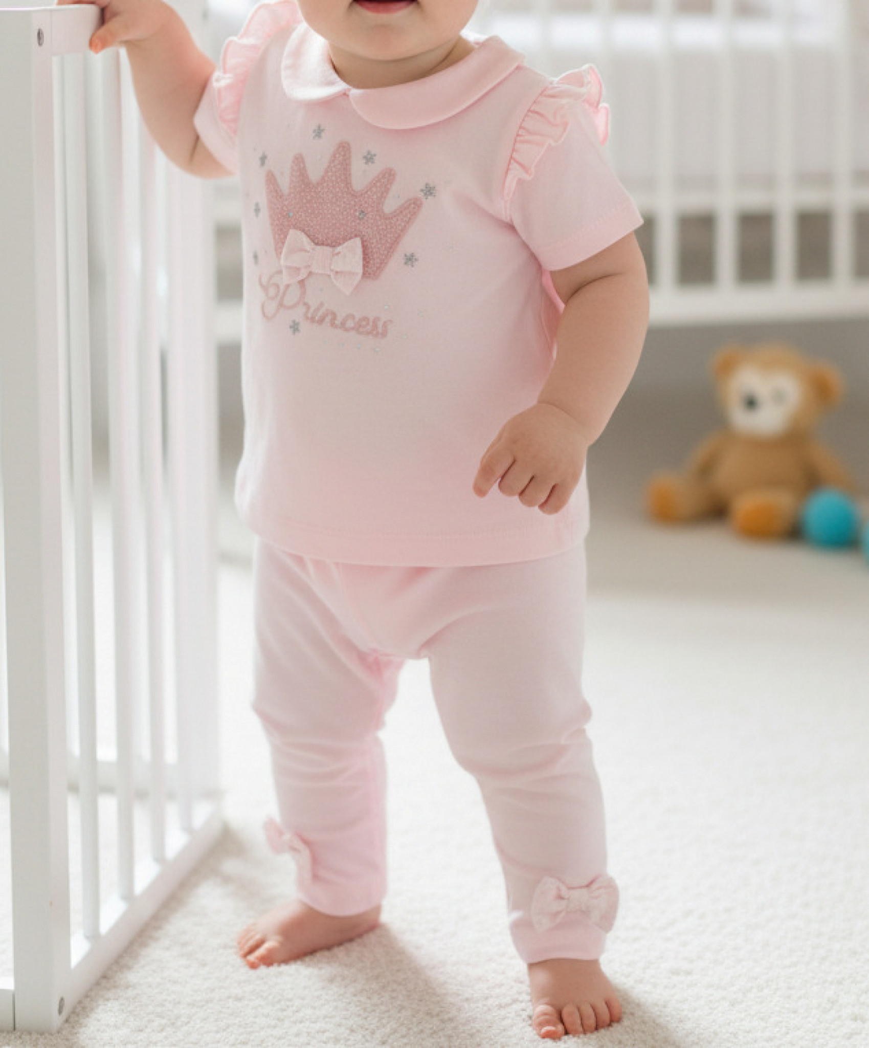 Visara & Vivaki   VS472869P Pink Crown Leggings Set (6-18months)