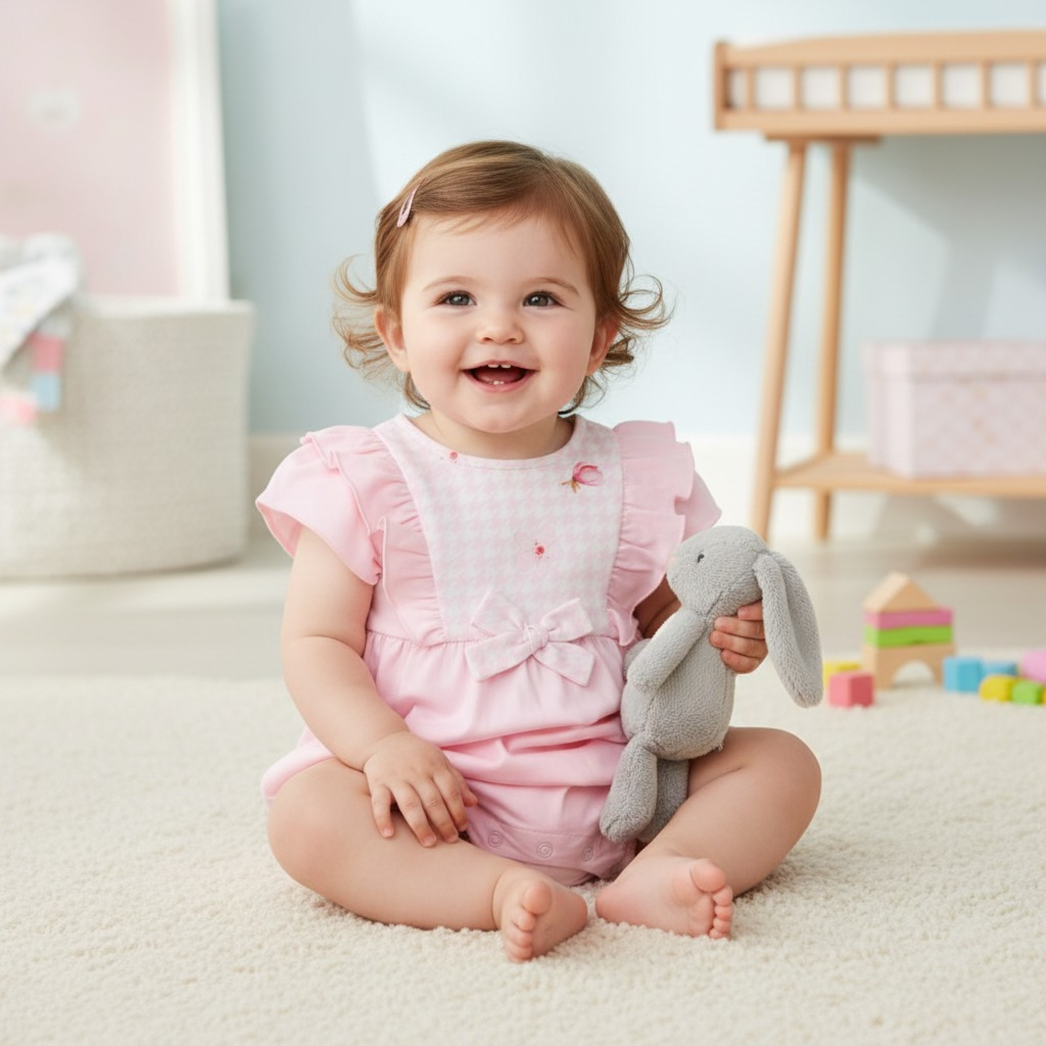 Visara & Vivaki   VS481612P Pink Houndstooth Romper (3-18 months)