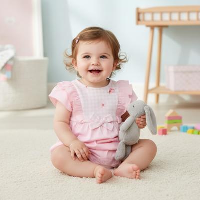 VS481612P  Pink Houndstooth Romper  (3-18 months)