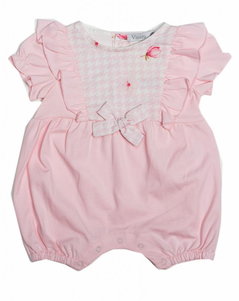 Visara & Vivaki   VS481612-P PINK Houndstooth Romper (3-18 months)