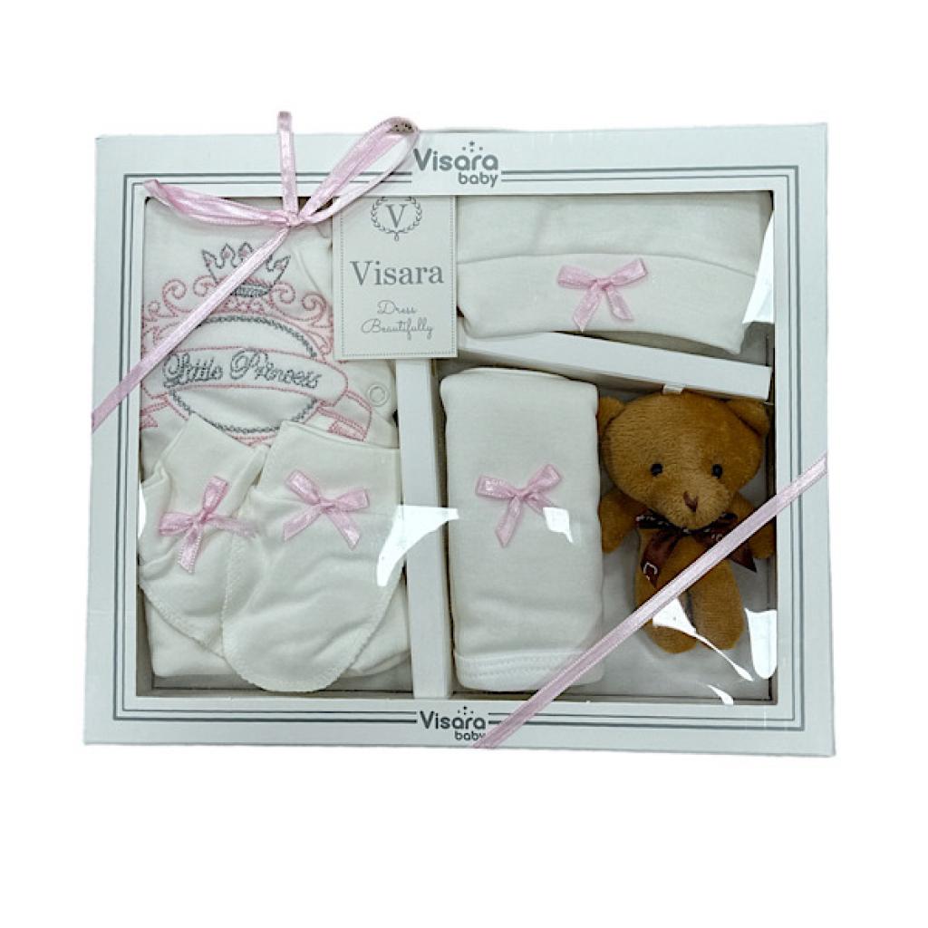 Visara & Vivaki  * VS5633-IP Ivory/Pink "Princess" Boxed 5 Piece Set 0-6m (Choose)