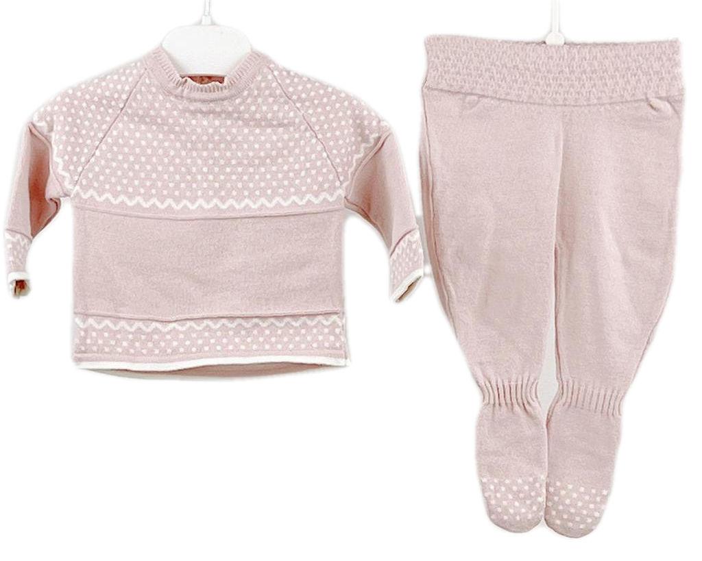 Visara & Vivaki 6026 * VS6026DP Dusky Pink Knitted Two Piece Set (0-9 months)