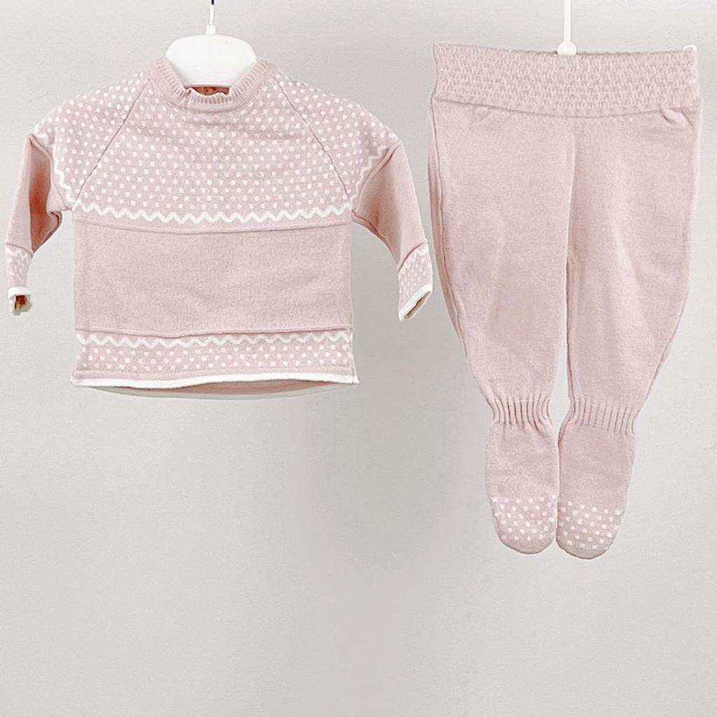 Visara & Vivaki 6026 * VS6026 Dusky Pink Knitted Two Piece Set (0-9 months)