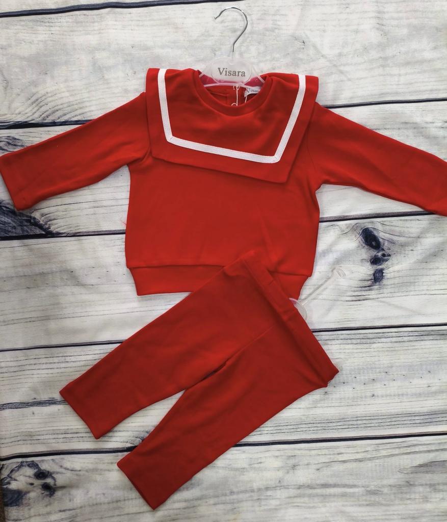 Visara & Vivaki   VS8834R Red Sailor Collar  Set (6-36 months)