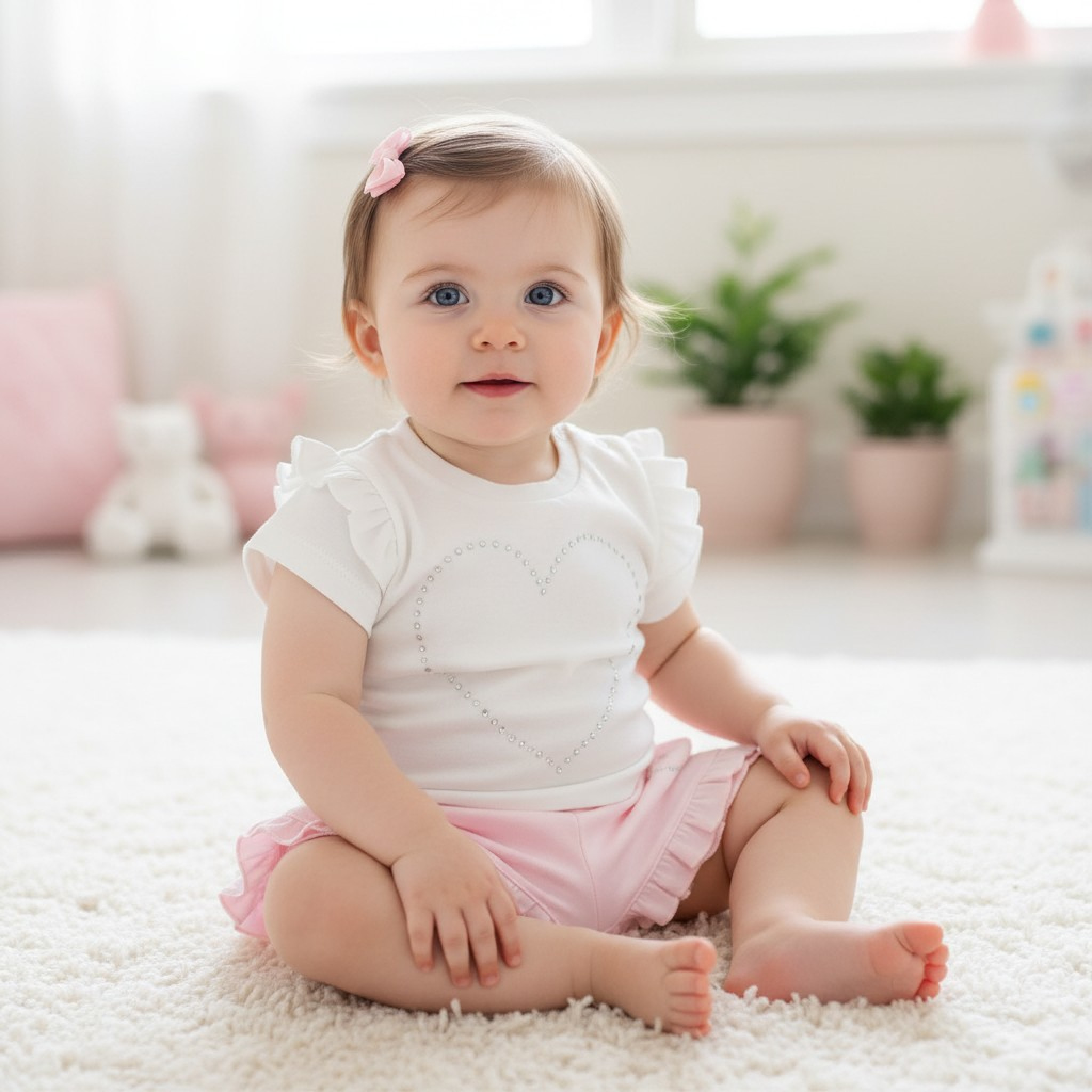 Visara & Vivaki 8891 8680440588911 VS8891IP Diamante Heart Shorts Set ( 6-24 months)