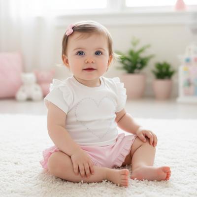 VS8891IP  Diamante Heart Shorts Set  ( 6-24 months)