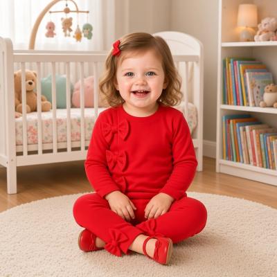 VS8904R   Red Sparkle  Triple Bow two Piece  ( 6-24 months)