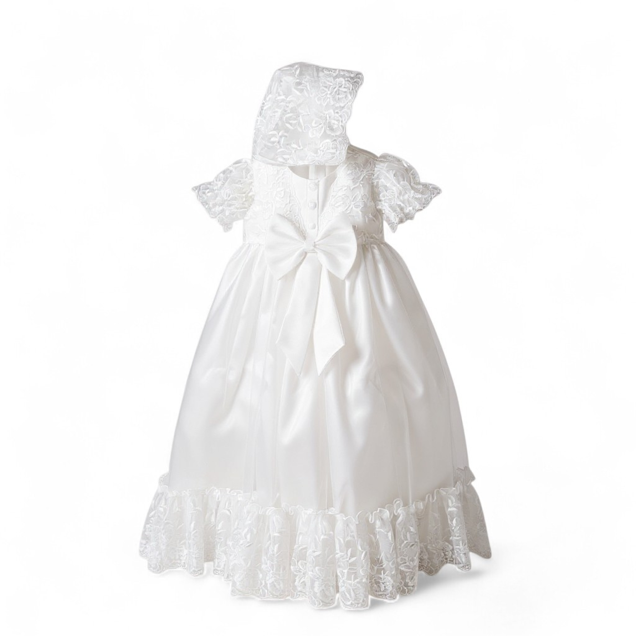 Visara & Vivaki G1210 * VSG1210-W WHITE Full length Christening Robe 0-12m (Choose Size)