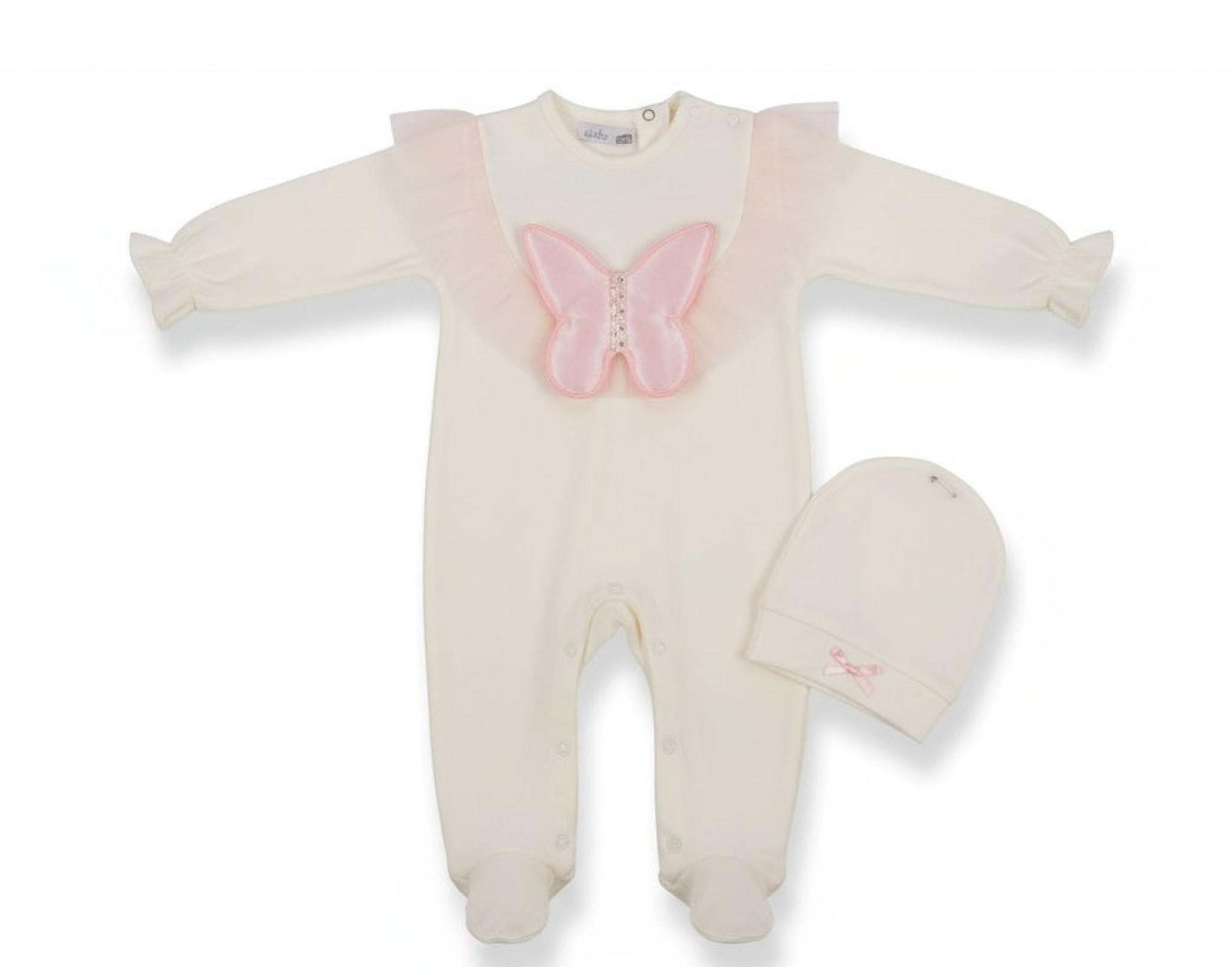 Visara & Vivaki 00259 8698611002593 VV00259WP White "Butterfly" All In One Set (0-9 months)