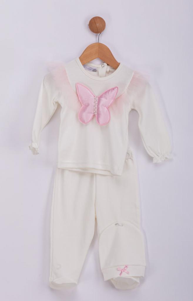 Visara & Vivaki 00260 8698611002609 VV00260-WP White "Butterfly" Three Piece Set (0-9 months)