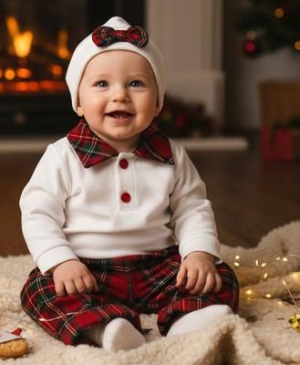 VV1505-WR  Tartan outfit plus Hat  (0-12 months)