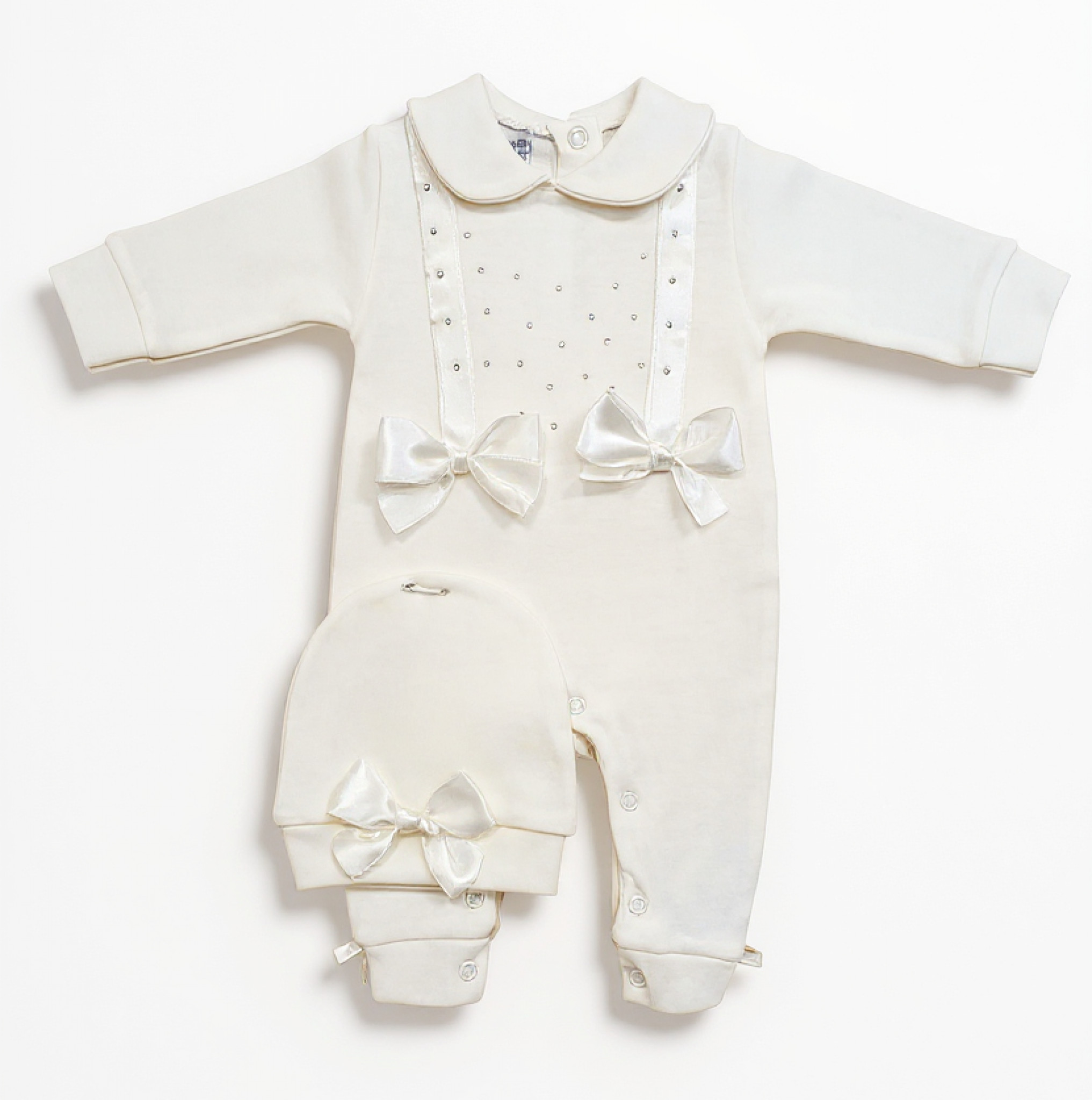 Visara & Vivaki 25103-I  VV25103I Sparkle Ribbon Romper and Hat (0-9 months)