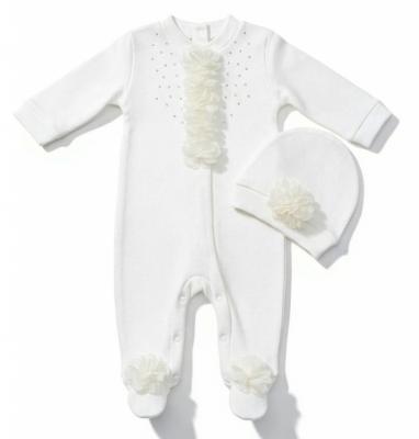Visara & Vivaki 25105-I  VV25105I Sequin Flower All In One and Hat ( 0-9 months)