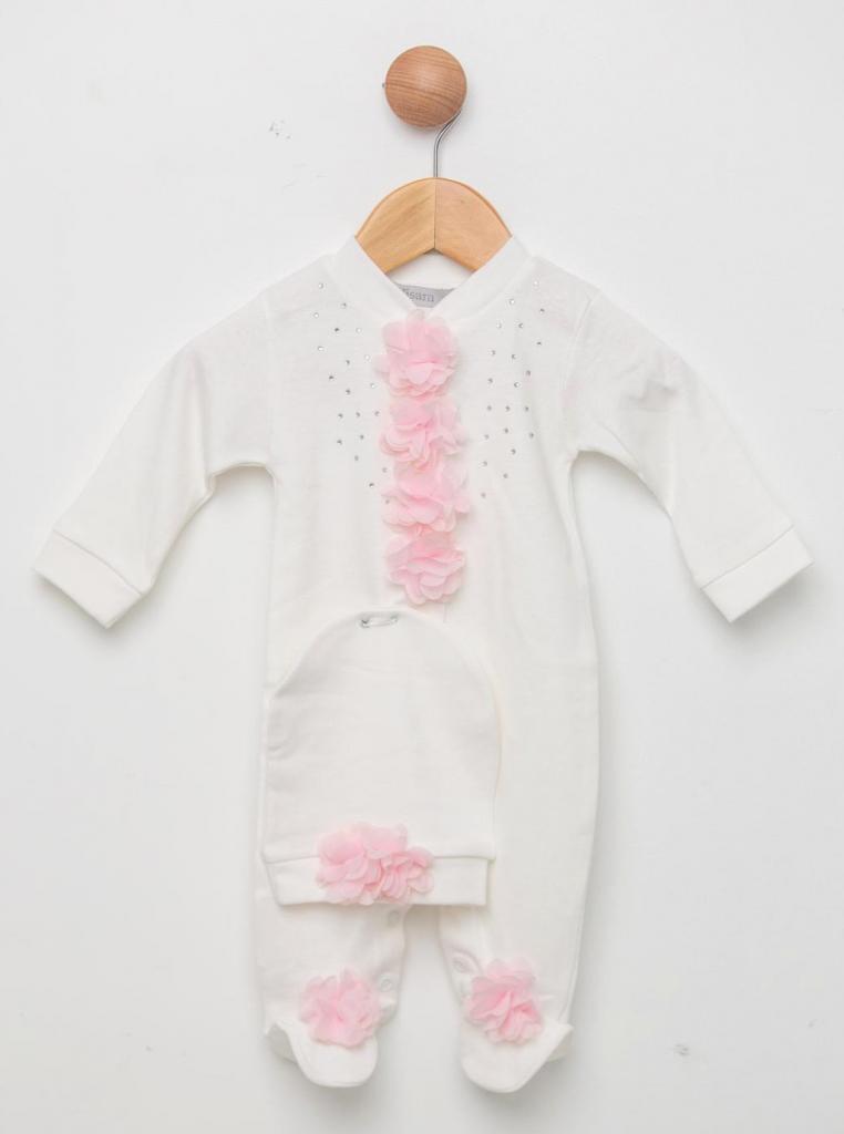 Visara & Vivaki 25105-IP  VV25105IP Sequin Flower All in one and Hat ( 0-9 months)