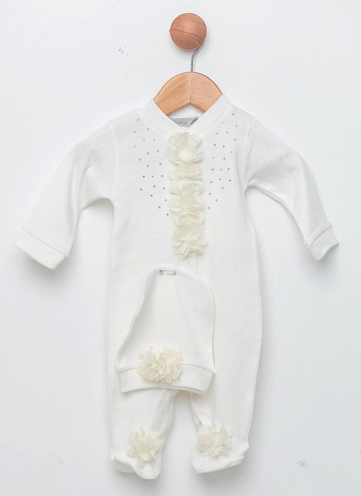 Visara & Vivaki 25105-I  VV25105I Sequin Flower All in one and Hat ( 0-9 months)