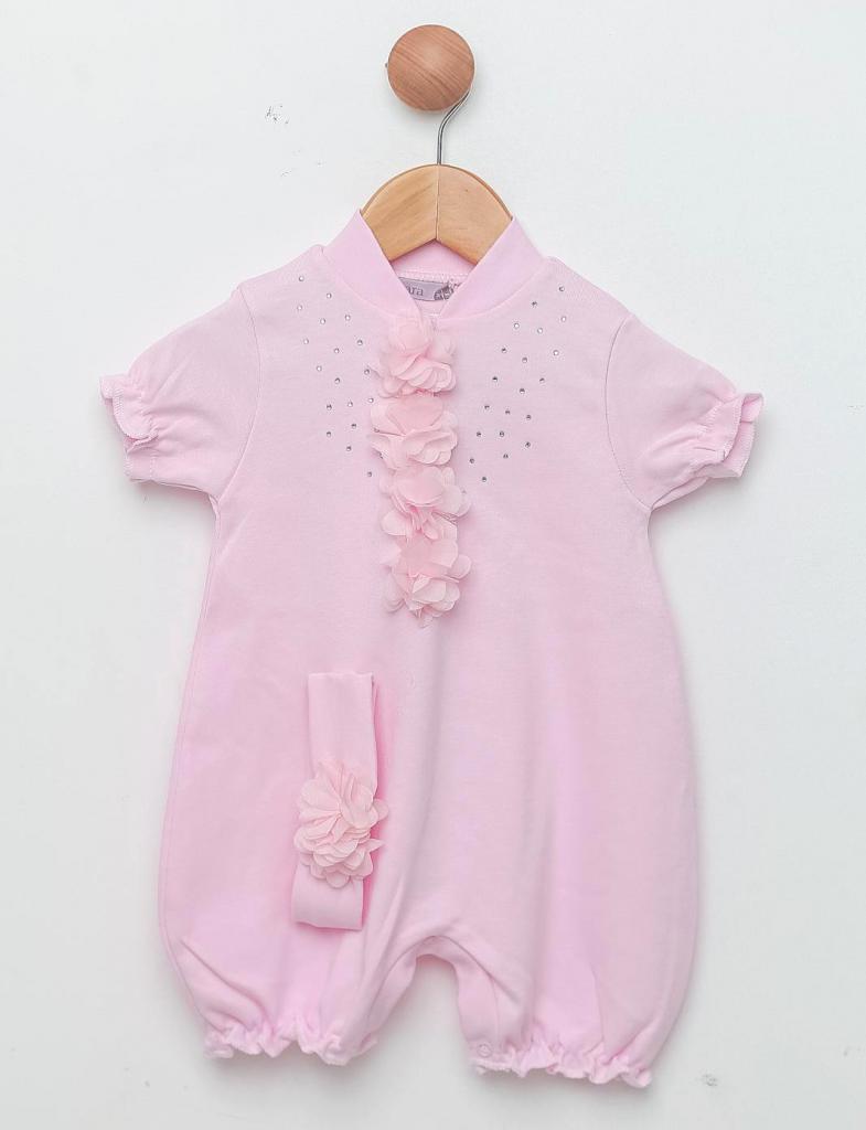 Visara & Vivaki 25107-P  VV25107P Sequin Flower Romper Set ( 0-9 months)