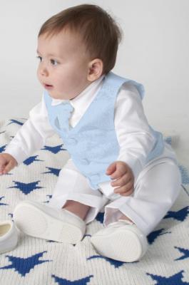 Visara & Vivaki China * VV_CR01-Sk Sky Paisely 4 Piece Suit 0-24m (Choose Size)