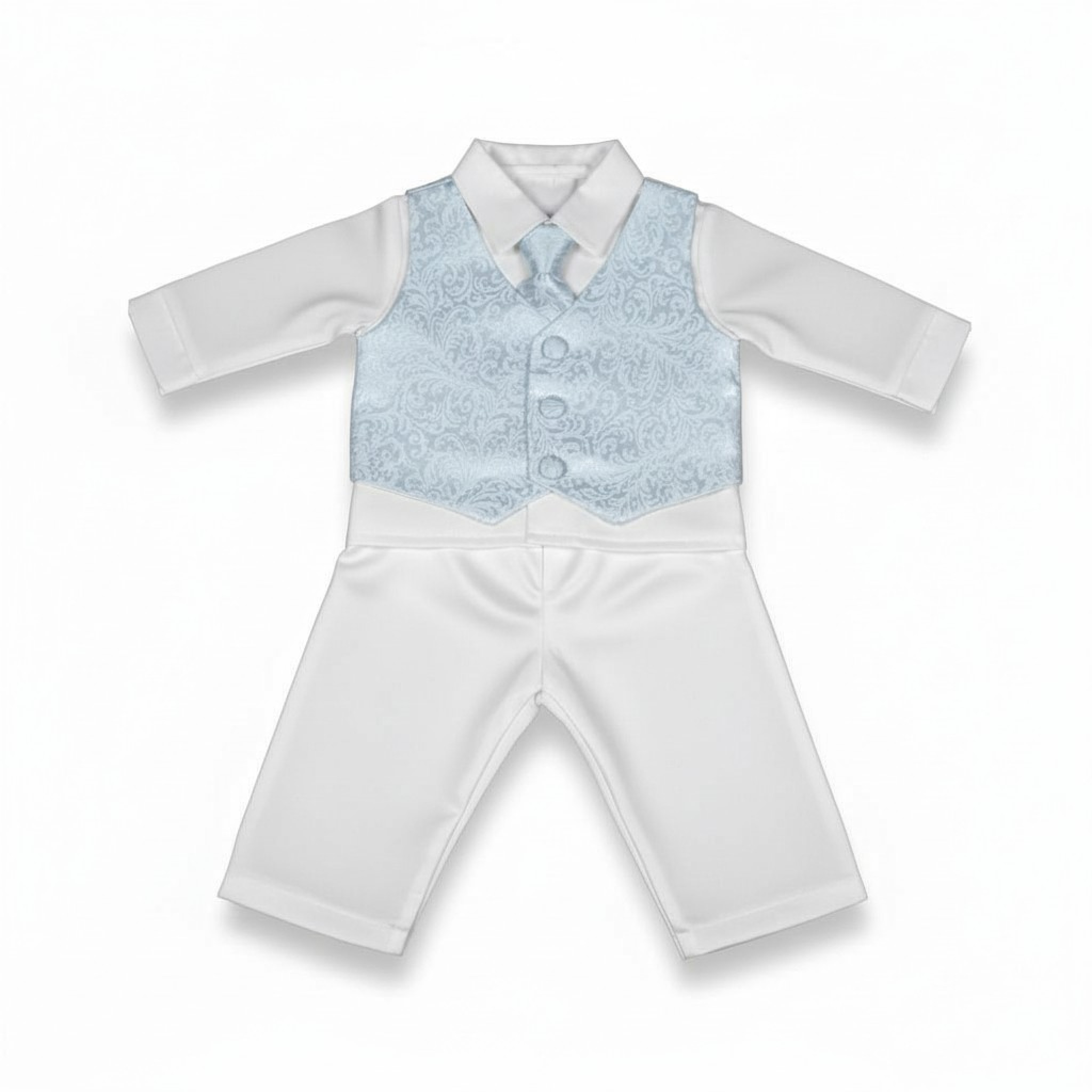 Visara & Vivaki China * VV_CR01-Sk Sky Paisely 4 Piece Suit 0-24m (Choose Size)