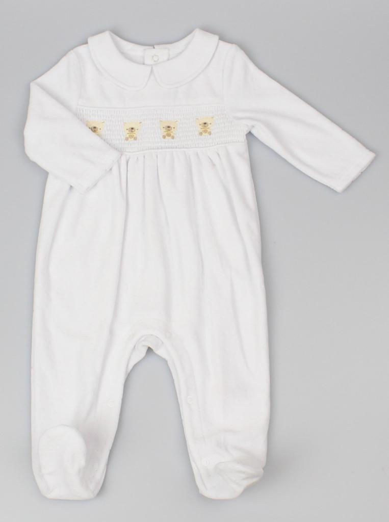 Watch Me Grow  * WMG13020 Smocked "Teddy" Velour All In One (0-6 months)