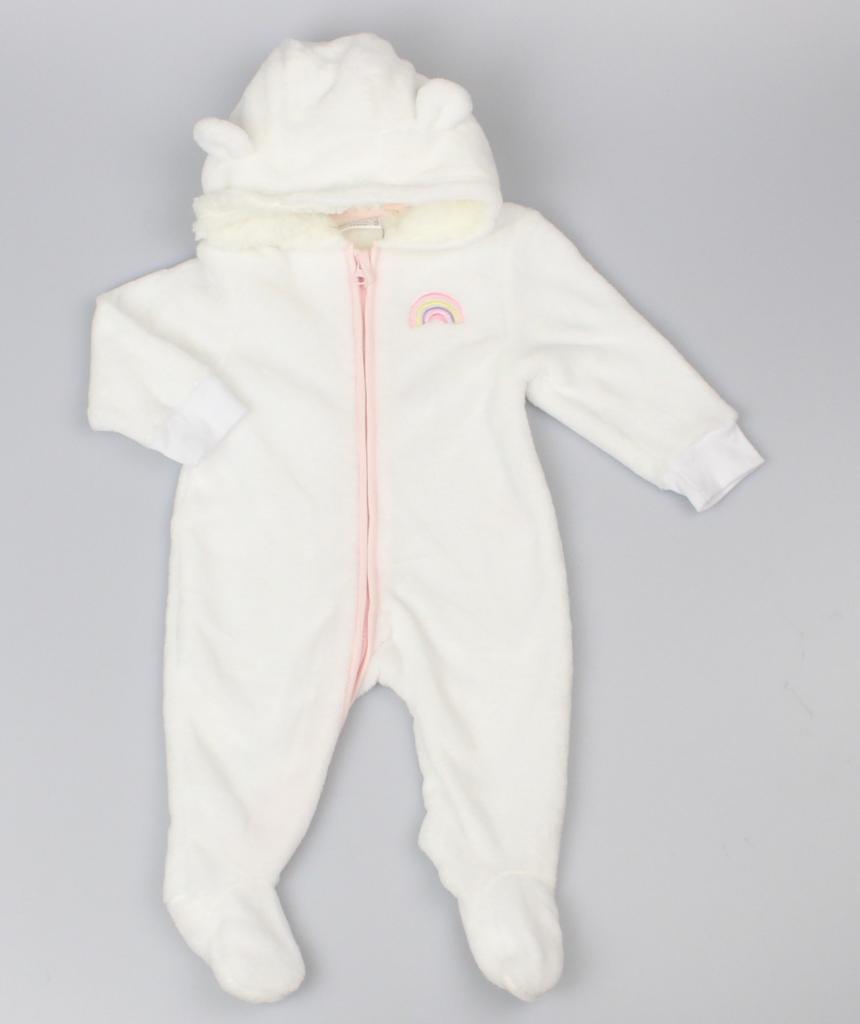 Pure & Soft  * PSG23062 Plush Fleece Hooded All In One "Rainbow" (3-12 months)