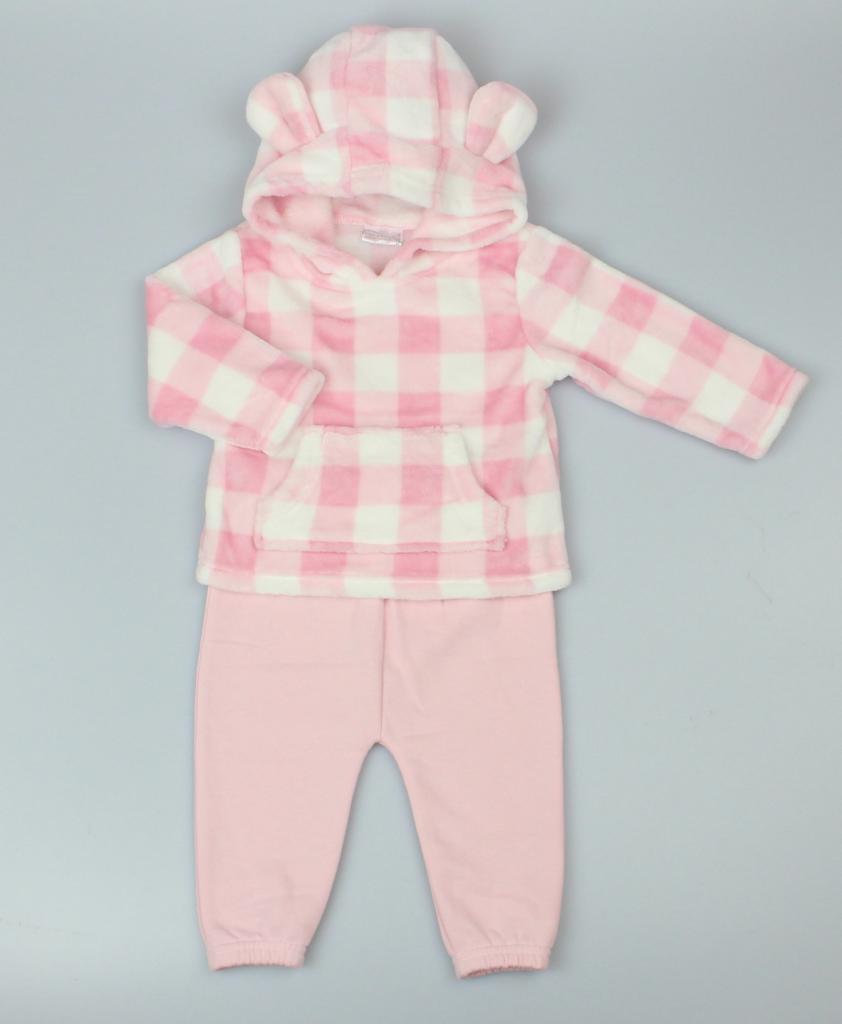 Pure & Soft  * PSG33088 Plush Two Piece "Pink Check" (6-24 months)
