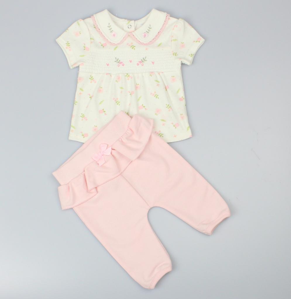 Pure & Soft JOS/C12239 * WMD12765 Ditsy Classic Smocked trouser set ( 0-6 months)