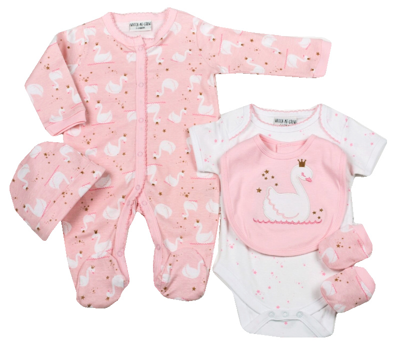 Watch Me Grow  5050750066556 WMGH1891 "Swan" Five piece layette set (0-9 months)
