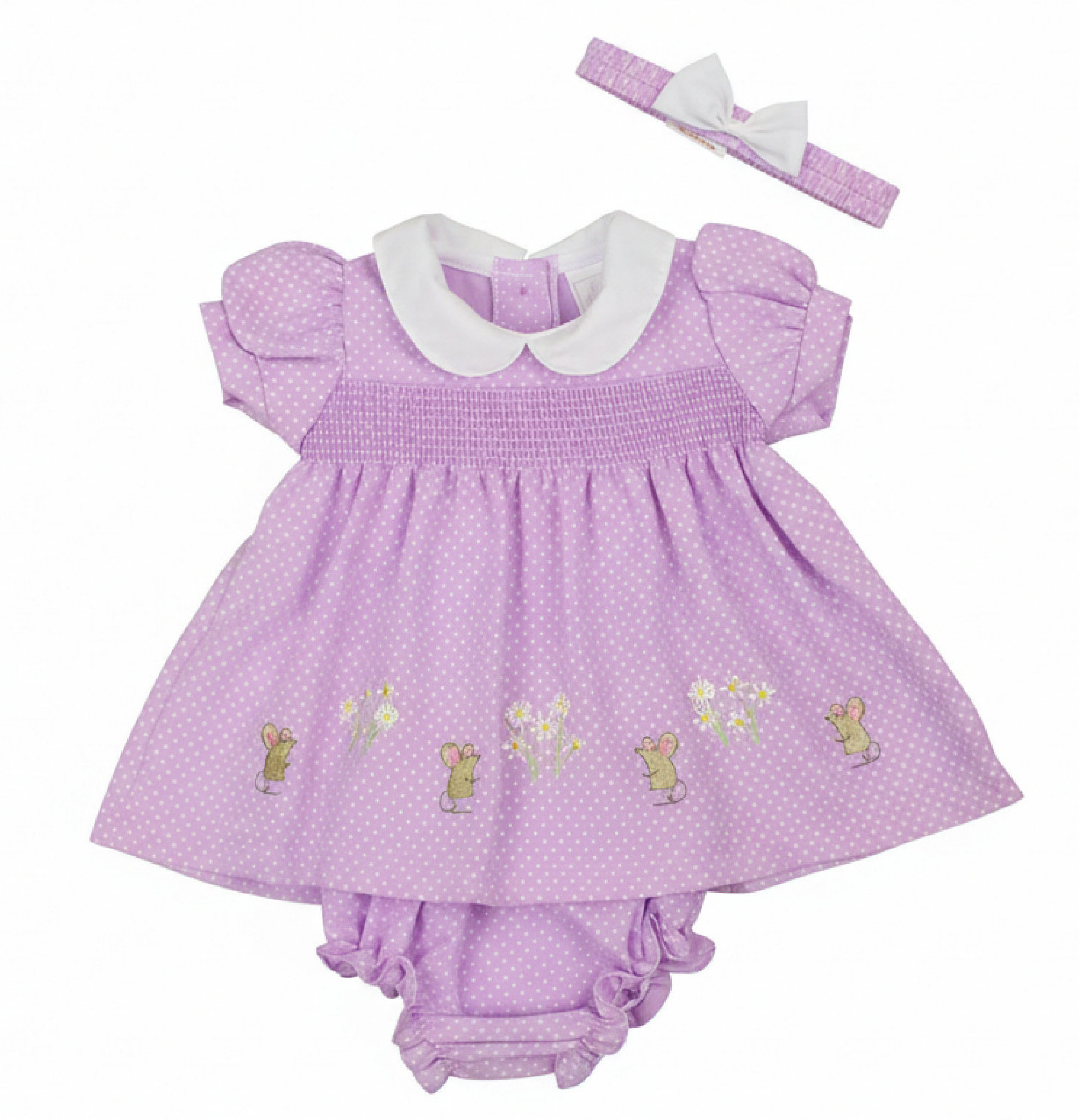 Watch Me Grow DRS K14229  WMK14242-L Dotty Mouse  Dress Set (0-6 months)