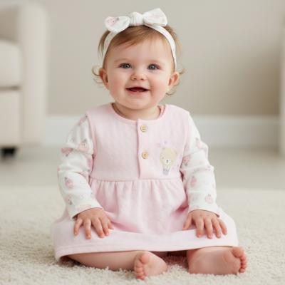 WMN14603  Quilted Teddy Pinafore, Top & Headband  (0-9 months)