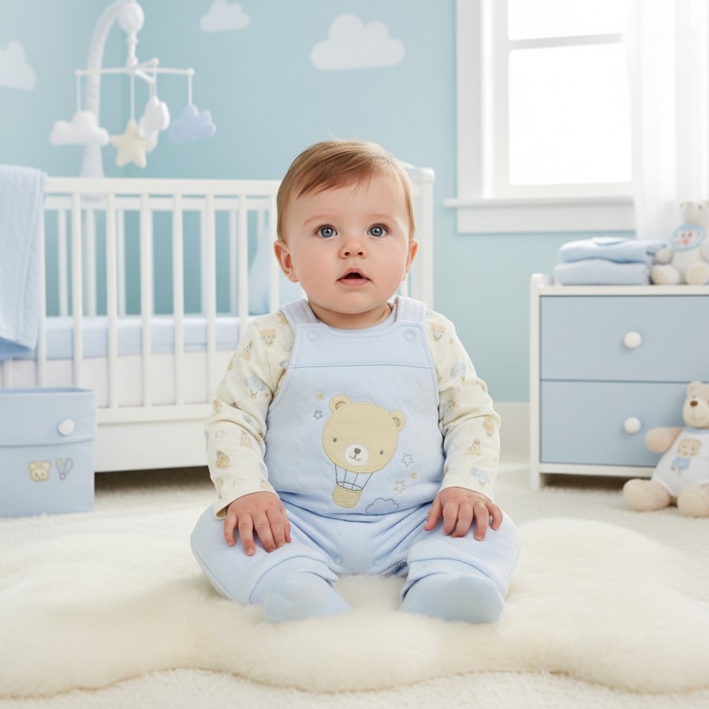 Watch Me Grow TST/N14608  WMN14608S Quilted Teddy Dungarees & Top(0-9 months)
