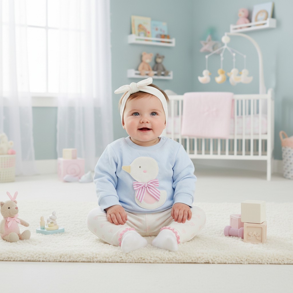 Watch Me Grow JOS/N14612  WMN14612 Quilted Duck Top, Leggings & Headband (0-9 months)