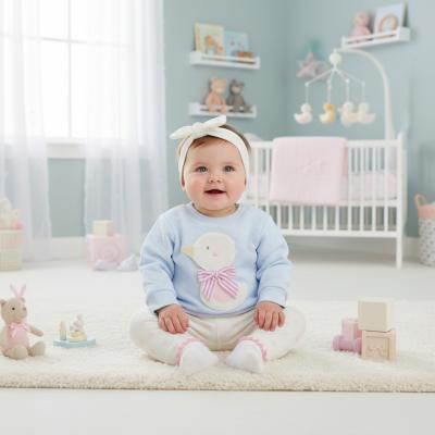 WMN14612  Quilted Duck Top, Leggings & Headband  (0-9 months)