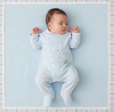 WMN14632  Velour Bear All in One  (0-9 months)