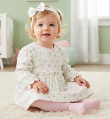 WMN14761   Waffle Lamb Dress, Tights & Headband  (0-9 months)