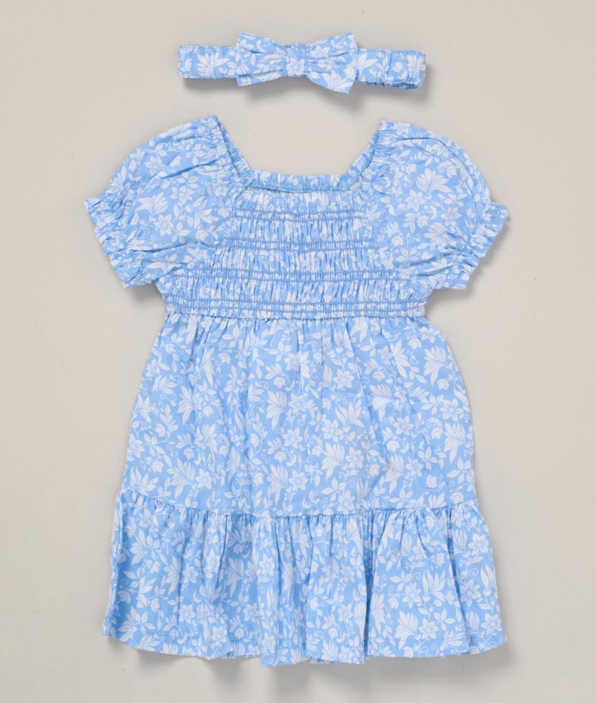 Willow & Whistle F10331 INF * WWF10331B Floral Smocked Dress Set (6-24 months)