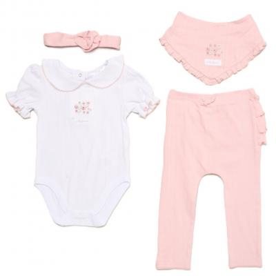 Willow & Whistle   WWH13285-P Ribbed Four Piece Outfit (0-9 months)