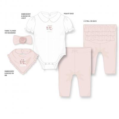 WWH13285  Ribbed Four piece outfit  (0-9 months)