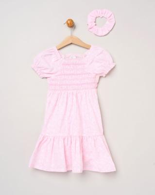 Willow & Whistle H14291  TOD * WWH14291 Floral Shirred Dress and scrunchie(2-4 years)
