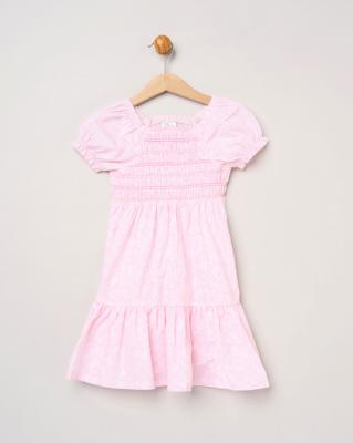 Willow & Whistle H14291  TOD * WWH14291 Floral Shirred Dress and scrunchie(2-4 years)