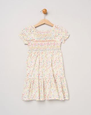 Willow & Whistle H14292 TOD * WWH14292 Floral Shirred Dress and scrunchie(2-4 years)