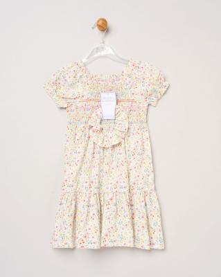 Willow & Whistle H14292 TOD * WWH14292 Floral Shirred Dress and scrunchie(2-4 years)
