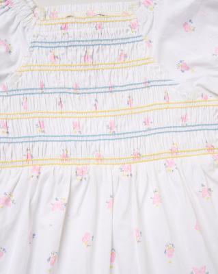 WWH14293  Floral Shirred Dress and scrunchie (2-4 years)