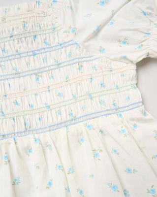 WWH14294  Floral Shirred Dress and scrunchie (2-4 years)