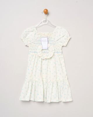 Willow & Whistle H14294  TOD * WWH14294 Floral Shirred Dress and scrunchie(2-4 years)