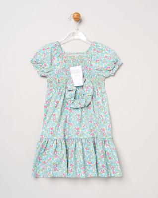 Willow & Whistle H14293 TOD * WWH14300 Floral Shirred Dress and scrunchie(2-4 years)