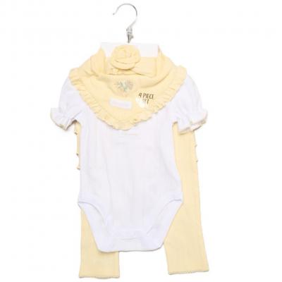 Willow & Whistle   WWH14329-Y Ribbed Four Piece Outfit (0-9 months)