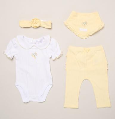 Willow & Whistle   WWH14329-Y Ribbed Four Piece Outfit (0-9 months)
