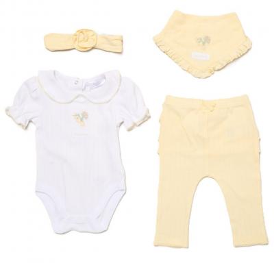 Willow & Whistle   WWH14329-Y Ribbed Four Piece Outfit (0-9 months)