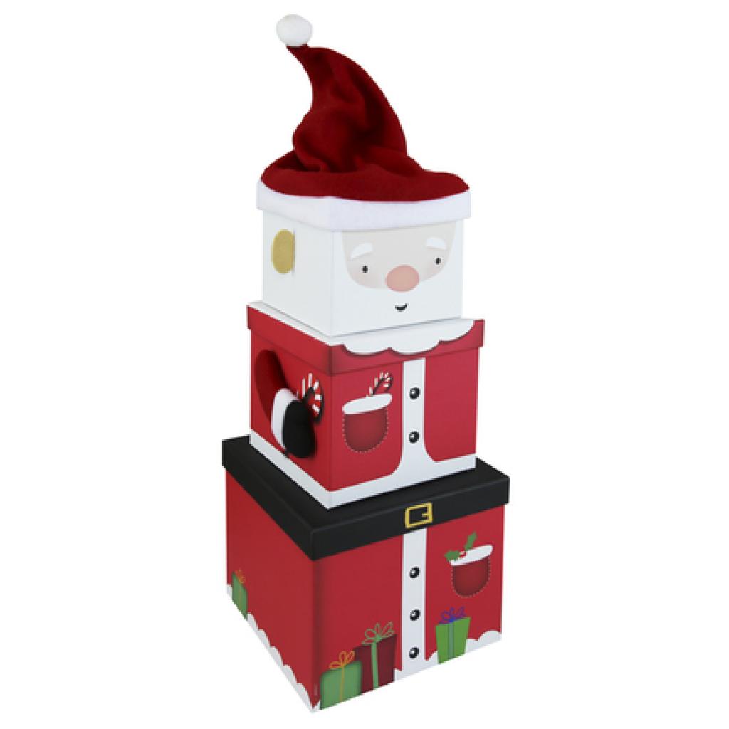 Eurowrap 30717-BXC 5033601005728 X-31064-BXCC  Santa stacking box set with plush