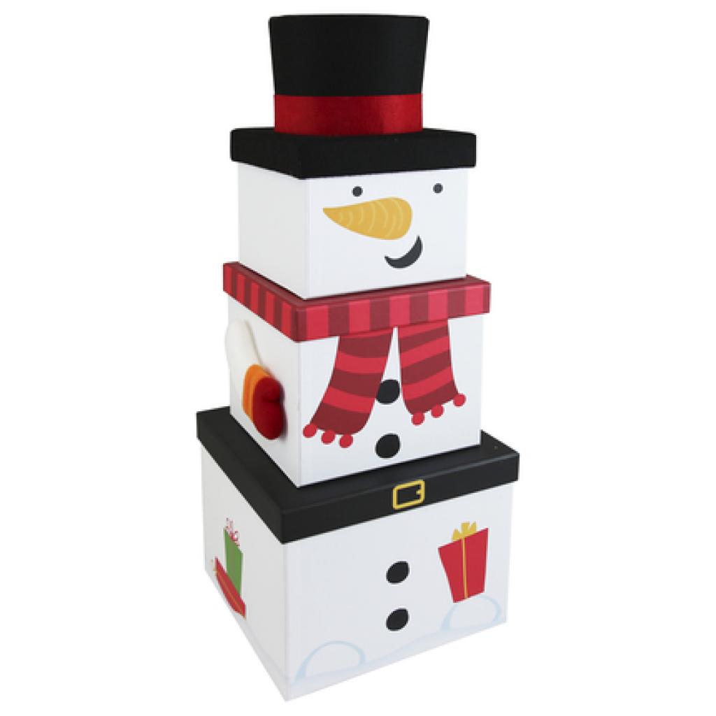 Eurowrap 30717-BXC 5033601005735 X-31067-BXCC  Snowman stacking box set with plush